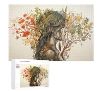 Rompecabezas para Adolescentes 1000 PCS Nature's Harmony Woman with Plants Rompecabezas para Adultos Juego Práctico Que Mejora La Memoria Actividades Divertidas En Casa 1000 PCS