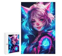 Rompecabezas para Adolescentes 1000 PCS Neon Anime Cat Women Rompecabezas para Adultos Juguetes Antiestrés Arte De Pared Interacción Entre Padres E Hijos 1000 PCS