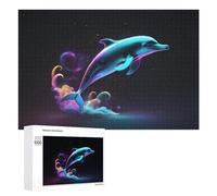 Rompecabezas para Adolescentes 1000 PCS Neon Dolphin Dance Rompecabezas para Adultos Juegos Relajantes Corte De Precisión Juego Desafiante Regalos 1000 PCS