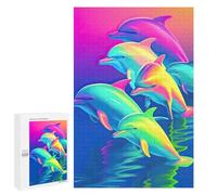 Rompecabezas para Adolescentes 1000 PCS Neon Dolphin Delight Rompecabezas para Adultos Juguetes DIY Arte De Pared Oferta como Regalos para Toda La Familia 1000 PCS