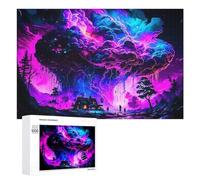Rompecabezas para Adolescentes 1000 PCS Neon Dreamscape A Whimsical Night Scene Rompecabezas para Adultos Juego Familiar Regalo De Cumpleaños Interacción Entre Padres E Hijos 1000 PCS