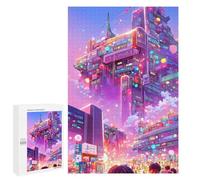 Rompecabezas para Adolescentes 1000 PCS Neon Future Cityscape -2 Rompecabezas para Adultos Juego Práctico Que Mejora La Memoria Actividades Divertidas En Casa 1000 PCS