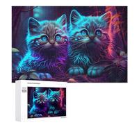 Rompecabezas para Adolescentes 1000 PCS Neon Kittens in Enchanted Forest Rompecabezas para Adultos Juego Familiar Regalo De Cumpleaños Interacción Entre Padres E Hijos 1000 PCS