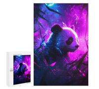 Rompecabezas para Adolescentes 1000 PCS Neon Panda in Forest Rompecabezas para Adultos Juegos Relajantes Pero Divertidos Y Humorísticos 1000 PCS