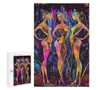 Rompecabezas para Adolescentes 1000 PCS Neon Radiance - The Three Muses in A Futuristic Glow Rompecabezas para Adultos Juegos Relajantes Pero Divertidos Y Humorísticos 1000 PCS