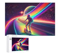 Rompecabezas para Adolescentes 1000 PCS Neon Skateboarder in Space Rompecabezas para Adultos Juegos Relajantes Corte De Precisión Juego Desafiante Regalos 1000 PCS