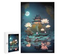 Rompecabezas para Adolescentes 1000 PCS Night Lotus Lantern Tower Rompecabezas para Adultos Juegos Relajantes Corte De Precisión Juego Desafiante Regalos 1000 PCS