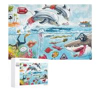 Rompecabezas para Adolescentes 1000 PCS Ocean Adventure with Dolphins and Sharks Rompecabezas para Adultos Juegos Relajantes Corte De Precisión Juego Desafiante Regalos 1000 PCS