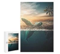 Rompecabezas para Adolescentes 1000 PCS Ocean's Whisper A Man and A Sea Turtle Rompecabezas para Adultos Juego Familiar Decoración Desafiante De Completar 1000 PCS