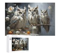 Rompecabezas para Adolescentes 1000 PCS Owl Trio with Flowers Rompecabezas para Adultos Juegos Relajantes Corte De Precisión Juego Desafiante Regalos 1000 PCS