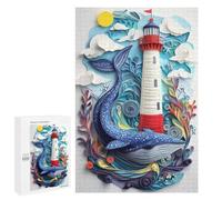 Rompecabezas para Adolescentes 1000 PCS Papercraft Whale & Lighthouse Rompecabezas para Adolescentes Juegos Relajantes Regalos para Mujeres Actividades Divertidas En Casa 1000 PCS