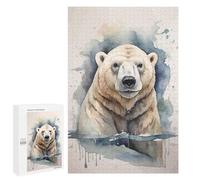 Rompecabezas para Adolescentes 1000 PCS Polar Bear in Watercolor Rompecabezas para Adultos Juguetes Antiestrés para La Diversión Familiar Interacción Entre Padres E Hijos 1000 PCS