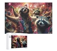 Rompecabezas para Adolescentes 1000 PCS Raccoons in Fashionable Outfits Celebrate New Year'S Eve Rompecabezas Juguetes Antiestrés Decoración Diversión En Casa Actividades, 1000 PCS