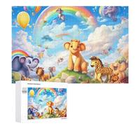 Rompecabezas para Adolescentes 1000 PCS Rainbow Animal Parade Rompecabezas para Adultos Juego Familiar Regalo De Cumpleaños Interacción Entre Padres E Hijos 1000 PCS
