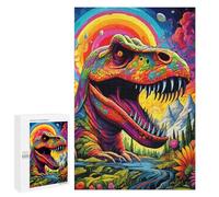 Rompecabezas para Adolescentes 1000 PCS Rainbow Dinosaur Fantasy Scene Rompecabezas Juguetes Antiestrés Decoración Diversión En Casa Actividades, 1000 PCS