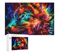 Rompecabezas para Adolescentes 1000 PCS Rainbow Wolf Portrait Rompecabezas para Adultos Juegos Relajantes Corte De Precisión Juego Desafiante Regalos 1000 PCS