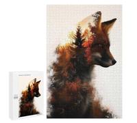 Rompecabezas para Adolescentes 1000 PCS Red Fox Double Exposure Rompecabezas para Adultos Juguetes Antiestrés para La Diversión Familiar Interacción Entre Padres E Hijos 1000 PCS