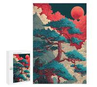 Rompecabezas para Adolescentes 1000 PCS Red Moon Rising Mystical Landscape Rompecabezas para Adolescentes Análisis Y Lógica Difícil Y Desafiante Gran Regalo para Jugar 1000 PCS