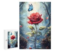 Rompecabezas para Adolescentes 1000 PCS Red Rose in Forest Rompecabezas para Adultos Juegos Relajantes Pero Divertidos Y Humorísticos 1000 PCS