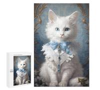 Rompecabezas para Adolescentes 1000 PCS Regal White Cat Portrait -2 Rompecabezas para Adultos Juegos Relajantes Desafío Difícil Desafío Educativo 1000 PCS