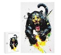 Rompecabezas para Adolescentes 1000 PCS Roaring Black Panther Digital Art Rompecabezas para Adultos Juguetes Antiestrés Arte De Pared Interacción Entre Padres E Hijos 1000 PCS