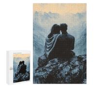Rompecabezas para Adolescentes 1000 PCS Romantic Couple on Mountaintop in Monochrome Style Rompecabezas para Adultos Juegos Relajantes Decoración Actividades Divertidas En Casa 1000 PCS