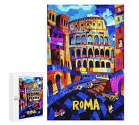 Rompecabezas para Adolescentes 1000 PCS Rome Colosseum Colors - Vibrant Geometric Cityscape Rompecabezas para Adultos Juego Familiar Decoración Desafiante De Completar 1000 PCS