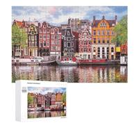 Rompecabezas para Adolescentes 1000 PCS Rompecabezas Amsterdam Canal Houses Puzzle Rompecabezas para Adolescentes Juguetes DIY Desafío Difícil Cumpleaños 1000 PCS
