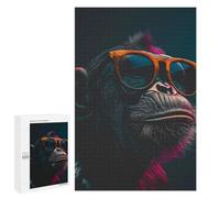 Rompecabezas para Adolescentes 1000 PCS Rompecabezas Cool Monkey and Sunglasses Rompecabezas para Adultos Juego De Ingenio Regalos para Mujeres para Cumpleaños, Navidad 1000 PCS