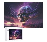 Rompecabezas para Adolescentes 1000 PCS Rompecabezas Electric Storm Skull Rompecabezas para Adultos Juguetes Antiestrés Análisis Y Lógica para Cumpleaños, Navidad 1000 PCS