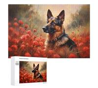 Rompecabezas para Adolescentes 1000 PCS Rompecabezas German Shepherd Dog in Pop Rompecabezas para Adultos Juguetes Antiestrés Desafío Difícil Cumpleaños