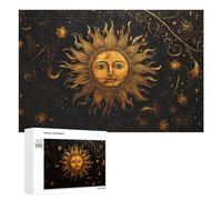 Rompecabezas para Adolescentes 1000 PCS Rompecabezas Golden Celestial Sun Art Print-1 Rompecabezas para Adolescentes Juguetes DIY Desafío Difícil Cumpleaños 1000 PCS