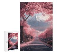 Rompecabezas para Adolescentes 1000 PCS Rompecabezas Japan Road and Sakura Tree Rompecabezas para Adultos Juguetes Antiestrés Análisis Y Lógica para Cumpleaños, Navidad 1000 PCS