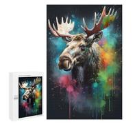 Rompecabezas para Adolescentes 1000 PCS Rompecabezas Moose Painting Rompecabezas para Adultos Juguetes Antiestrés Análisis Y Lógica para Cumpleaños, Navidad 1000 PCS