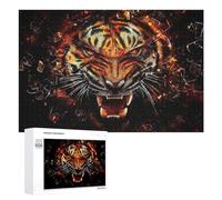 Rompecabezas para Adolescentes 1000 PCS Rompecabezas Roaring Tiger Breaks Through Glass -2 Rompecabezas para Adolescentes Juguetes DIY Desafío Difícil Cumpleaños 1000 PCS