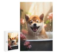 Rompecabezas para Adolescentes 1000 PCS Rompecabezas Shiba Inu Puppy Dog Water Rompecabezas para Adultos Juego Familiar Una Obra De Arte para Cumpleaños, Navidad 1000 PCS