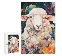 Rompecabezas para Adolescentes 1000 PCS Sacred Sheep in Bloom - Floral Field Art Rompecabezas para Adultos Juego De Ingenio Decoración del Hogar Regalos para Reducir El Estrés 1000 PCS