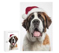 Rompecabezas para Adolescentes 1000 PCS Saint Bernard Dog Wearing Santa Hat Rompecabezas para Adolescentes Juguetes Antiestrés Mejora La Memoria 1000 PCS