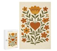 Rompecabezas para Adolescentes 1000 PCS Scandinavian Folk Art Floral Heart Print Rompecabezas Juguetes Antiestrés Decoración del Hogar Cumpleaños Y Navidad 1000 PCS