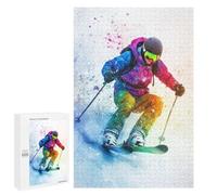 Rompecabezas para Adolescentes 1000 PCS Skier in Colorful Snow Rompecabezas para Adultos Juego De Ingenio Decoración del Hogar Regalos para Reducir El Estrés 1000 PCS