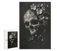 Rompecabezas para Adolescentes 1000 PCS Skull White Flowers Rompecabezas para Adultos Juegos Relajantes Pero Divertidos Y Humorísticos 1000 PCS