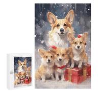 Rompecabezas para Adolescentes 1000 PCS Snow Corgi Dog Family Xmas Rompecabezas para Adultos Juego De Ingenio Decoración del Hogar Regalos para Reducir El Estrés 1000 PCS