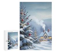 Rompecabezas para Adolescentes 1000 PCS Snowy Christmas Cottage Rompecabezas para Adultos Juego Familiar Decoración Desafiante De Completar 1000 PCS