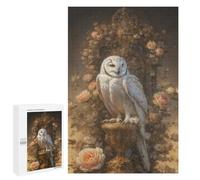 Rompecabezas para Adolescentes 1000 PCS Snowy Owl in Floral Setting Rompecabezas Juguetes Antiestrés Corte De Precisión Interacción Entre Padres E Hijos 1000 PCS