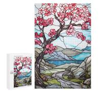 Rompecabezas para Adolescentes 1000 PCS Stained Glass Blossom Tree Rompecabezas para Adultos Juguetes Antiestrés para La Diversión Familiar Interacción Entre Padres E Hijos 1000 PCS