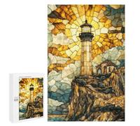 Rompecabezas para Adolescentes 1000 PCS Stained Glass Lighthouse Rompecabezas para Adultos Juegos Relajantes Decoración Perfecta Regalos De Cumpleaños Y Únicos 1000 PCS