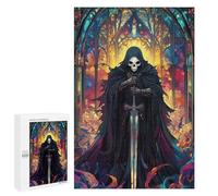Rompecabezas para Adolescentes 1000 PCS Stained Glass Skeleton Knight Rompecabezas para Adultos Juegos De Relajación Análisis Y Lógica Diversión En Casa Actividades, 1000 PCS