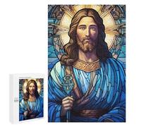 Rompecabezas para Adolescentes 1000 PCS Stained Glass Style Jesus Rompecabezas Juguetes Antiestrés Corte De Precisión Interacción Entre Padres E Hijos 1000 PCS