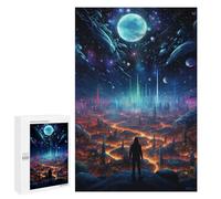 Rompecabezas para Adolescentes 1000 PCS Starry Sky Metropolis Rompecabezas para Adultos Juego De Ingenio Decoración del Hogar Actividades Divertidas En Casa 1000 PCS
