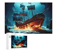 Rompecabezas para Adolescentes 1000 PCS Sunken Pirate Ship in Mysterious Cavern Rompecabezas para Adultos Juego Familiar Regalo De Cumpleaños Interacción Entre Padres E Hijos 1000 PCS